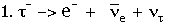tau geeft elektron, anti-e-neutrino, tau-nautrino
