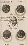 4 keer een gedeeltelijk verduisterde zon, masker
