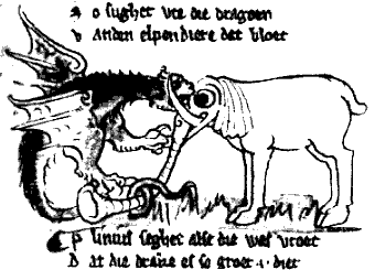 draak en olifant, met tekst