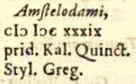 prid. Kal. Quinct. Styl Greg. bij brief Vossius