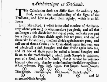 Arithmetique in decimals